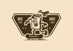 portafortuna illustrazione di un' birra può andare con lo skateboard vettore