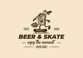 portafortuna illustrazione di un' birra può andare con lo skateboard vettore