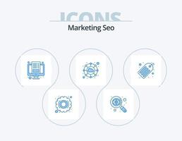 marketing SEO blu icona imballare 5 icona design. tag. parole chiave. articolo. Rete. nube vettore