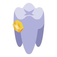 oro gemma dente icona isometrico vettore. orale spazzola vettore