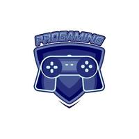gamer esport logo con gamepad e scudo simbolo vettore