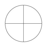 cerchio diviso nel 4 segmenti. Pizza o torta il giro forma tagliare nel pari fette. schema stile. semplice grafico.