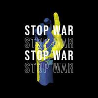 globale voce fermare guerra slogan testo con blu giallo colore mano illustrazione. per il fermare guerra campagna. Stampa disegno, magliette, adesivi, giacche e di più. vettore