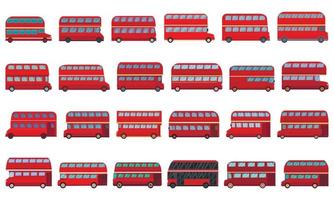 inglese autobus icone impostato cartone animato vettore. Londra fermare vettore