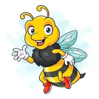 cartone animato miele ape su bianca sfondo vettore