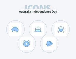 Australia indipendenza giorno blu icona imballare 5 icona design. uomo. cappello. scolarizzazione. viaggio. Posizione vettore
