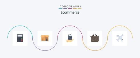 e-commerce piatto 5 icona imballare Compreso e-commerce. e-commerce. Borsa. carrello. mano vettore