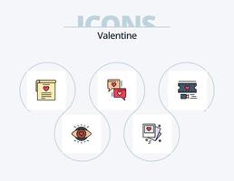 San Valentino linea pieno icona imballare 5 icona design. foto. amore. occhio. giorno. San Valentino vettore