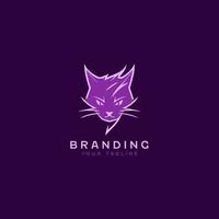 tuono gatto logo design modello vettore