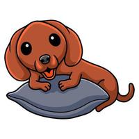 carino bassotto cane cartone animato su il cuscino vettore