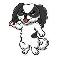 carino giapponese mento cane cartone animato agitando mano vettore