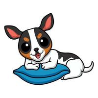 carino ratto terrier cane cartone animato su il cuscino vettore