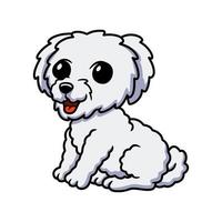 carino bichon frise cartone animato seduta vettore