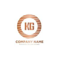 kg iniziale lettera cerchio legna logo modello vettore