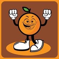 vettore illustrazione di un' cartone animato arancia personaggio con gambe e braccia