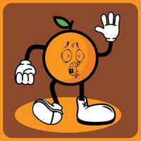 vettore illustrazione di un' cartone animato arancia personaggio con gambe e braccia