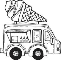 mano disegnato cibo camion ghiaccio crema illustrazione vettore