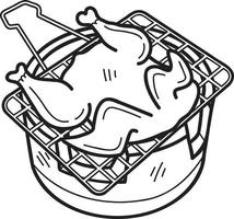 mano disegnato grigliato pollo e tailandese braciere illustrazione vettore
