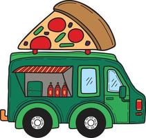 mano disegnato cibo camion e Pizza illustrazione vettore