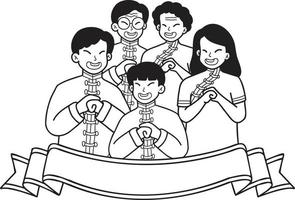 mano disegnato Cinese nuovo anno e Cinese famiglia illustrazione vettore