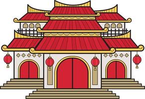 mano disegnato Cinese edificio o tempio illustrazione vettore