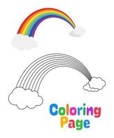 colorazione pagina con arcobaleno per bambini vettore