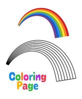 colorazione pagina con arcobaleno per bambini vettore