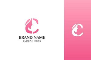 lettera bellezza viso rosa logo design vettore