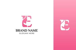 lettera bellezza viso rosa logo design vettore