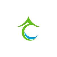 lettera AC verde montagna blu mare naturale logo vettore