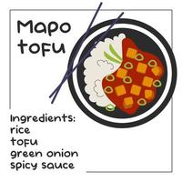 mappa tofu ricetta design concetto con ingredienti illustrazione. vettore azione illustrazione isolato su bianca sfondo. piatto stile