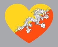 piatto cuore sagomato illustrazione di bhutan bandiera vettore