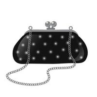 elegante Da donna borsetta con catena maneggiare. alla moda nero borsa con strass. vettore illustrazione.