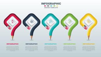 creativo infografica modello vettore con colorato matita