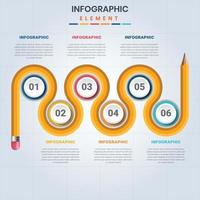 creativo curvo giallo matita infografica modello vettore con grafico