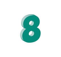 3d lineare moderno logo di il numero 8. numero nel il modulo di un' linea striscia. lineare astratto design di alfabeto numero personaggio e cifra. logo, aziendale identità, app, creativo manifesto e di più. vettore