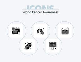 mondo cancro consapevolezza glifo icona imballare 5 icona design. kit. sintomo. Chiacchierare. polmoni cancro. malattia vettore