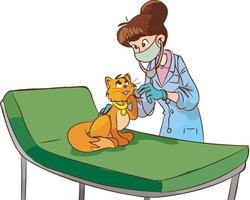 veterinario donna ossequi carino gatto cartone animato vettore
