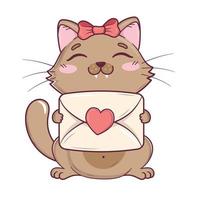 kawaii carino san valentino gatto Tenere un Busta con un' San Valentino nel suo zampe vettore