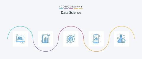 dati scienza blu 5 icona imballare Compreso borraccia. grafico. comunicazione. documento. mobile vettore