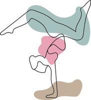 continuo linea disegno di donne fitness yoga concetto. vettore Salute illustrazione.