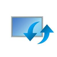 icona monitor con icona download upload per personal computer vettore