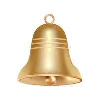 campana di natale dorata realistica volumetrica isolata su fondo bianco vettore