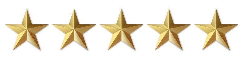cinque d'oro stelle Prodotto valutazione revisione per applicazioni e siti web vettore