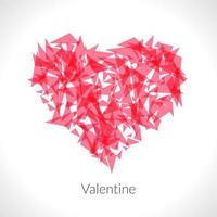 rosso origami cuore su bianca sfondo. vettore illustrazione. astratto poligonale cuore. amore simbolo. low-poly colorato stile. romantico sfondo per san valentino giorno.