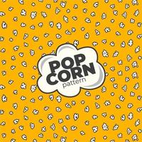 pop Mais modello per confezione spuntini. scarabocchio Popcorn. Popcorn soffice fiocchi modello. Popcorn sfondo modello. vettore