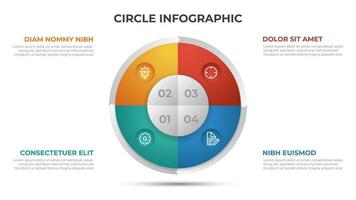 4 punti Infografica modello con cerchio disposizione vettore. vettore