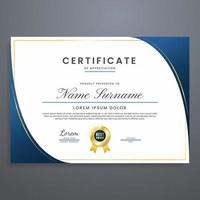 blu e oro certificato modello, moderno e lusso multiuso certificato telaio confine vettore