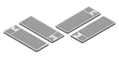 impostato di isometrico tastiera con diverso angolo e posizione, vettore illustrazione isolato su bianca sfondo