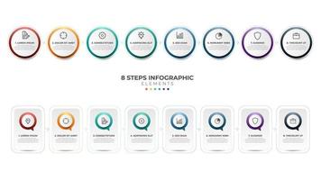 8 elenco di passi, orizzontale sequenza con icona e numero, Infografica elemento modello disposizione diagramma vettore